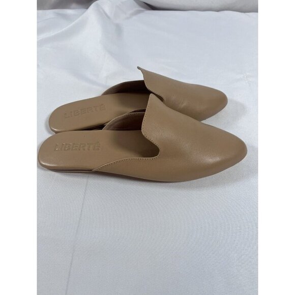 Liberte Leather Shoe Modern Mule Beige Tan Slip On Flats Pointy Toe Sz 9 - Picture 3 of 5